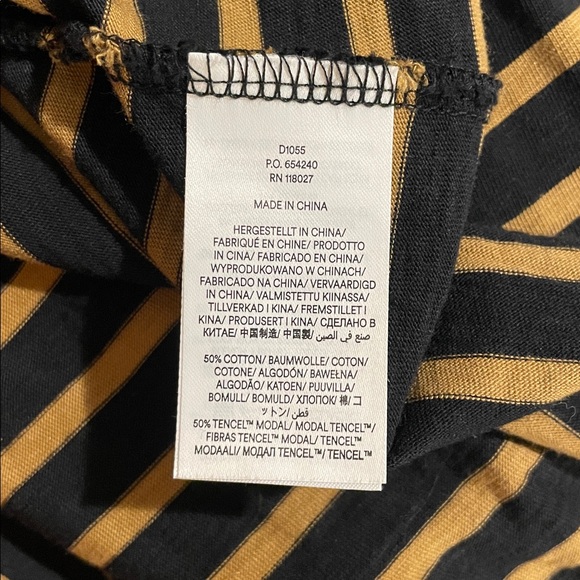 Boden Emma Long Sleeve Black & Camel Stripe Jersey Midi Dress 12 Cotton Blend - Picture 6 of 6